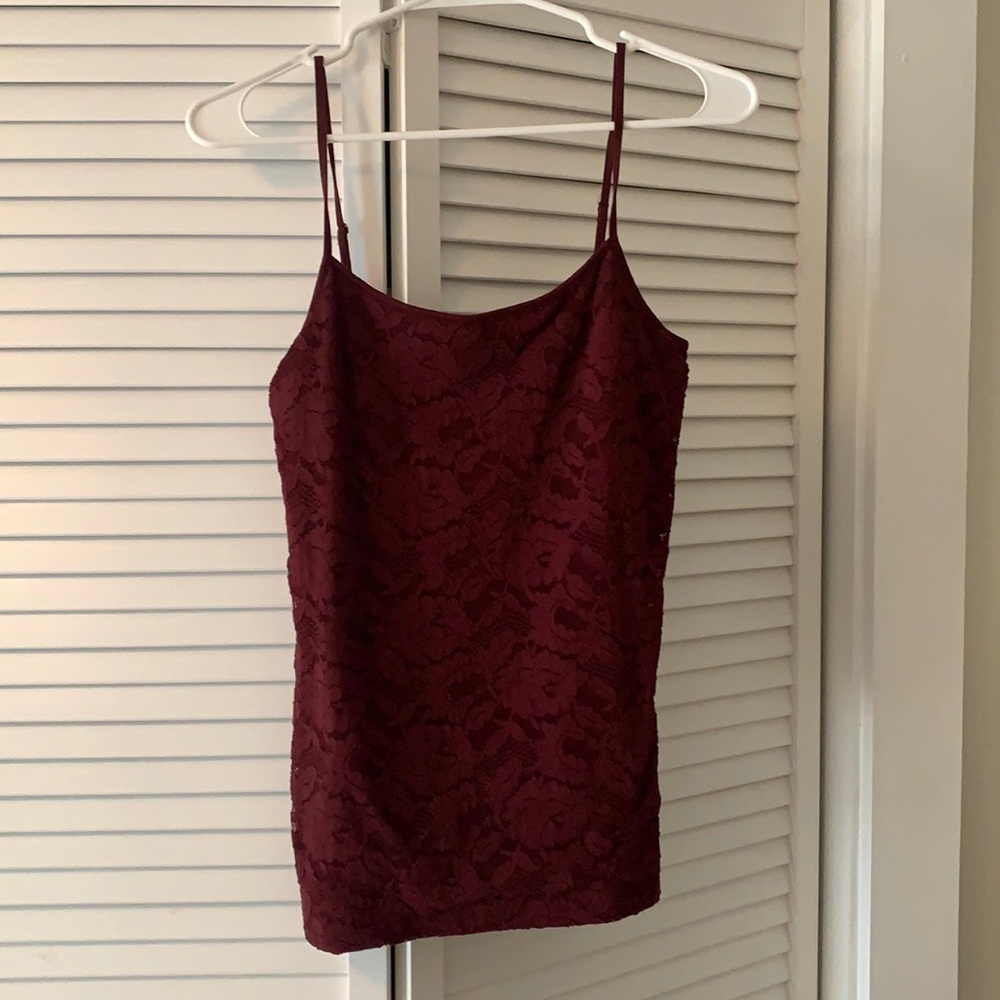 Burgundy lace cami by Ann Taylor